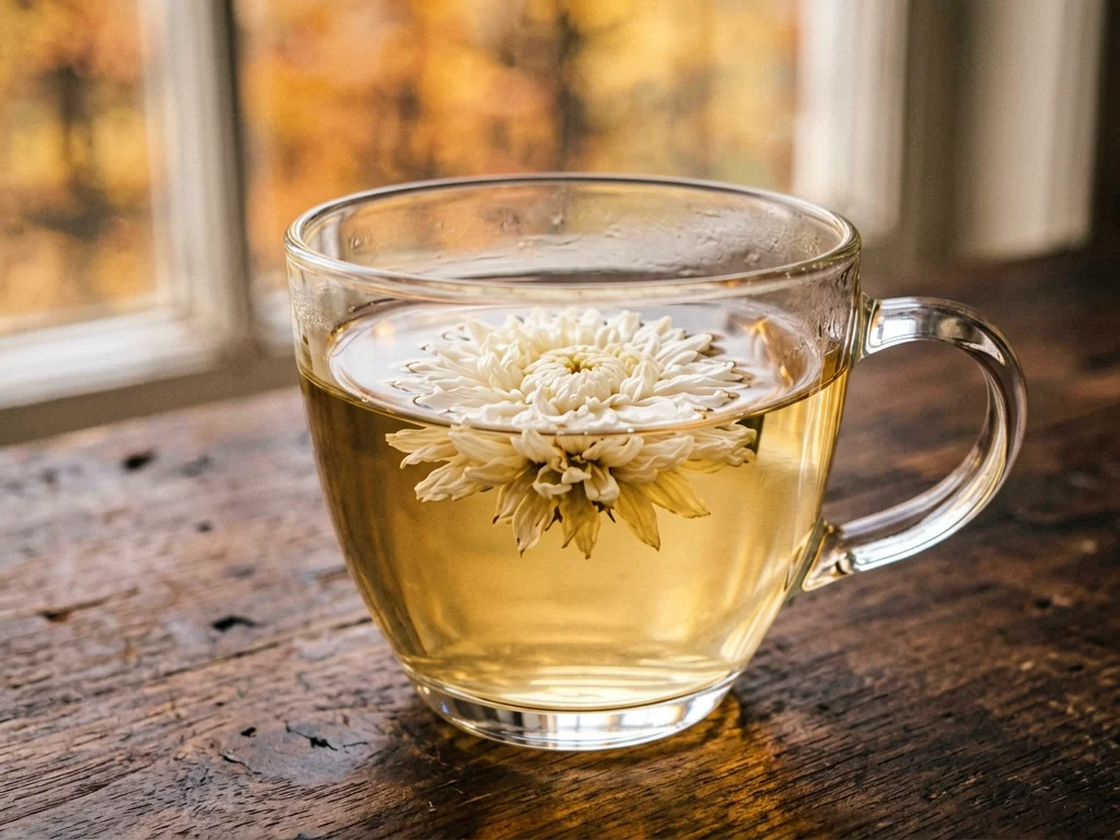 Dried chrysanthemum flowers in a cup